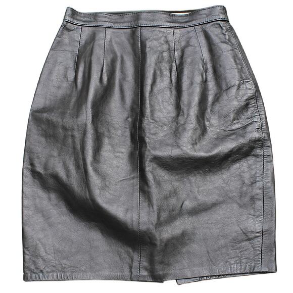 Passion Prints Paris Women's Vintage Black Leather Mini Skirt Punk Rock Size XS - Picture 1 of 4
